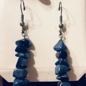 Natural stone earrings, dark blue